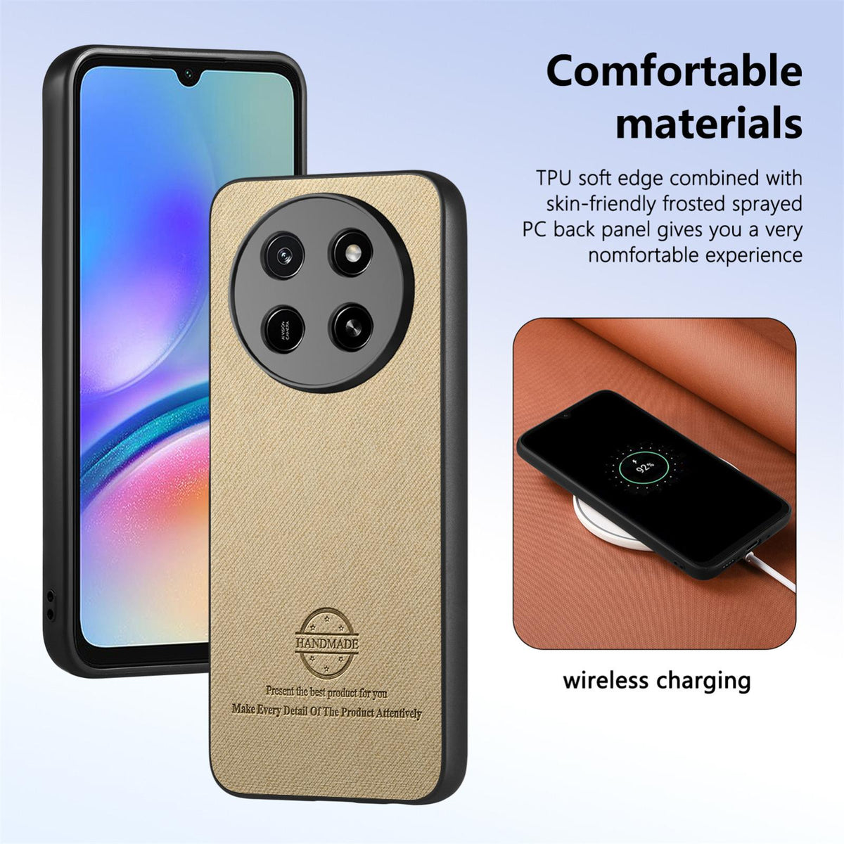 For Honor X80 Pro Max 5G Twill Fabric Leather Skin Back Phone Case - Khaki - SYA002811608F