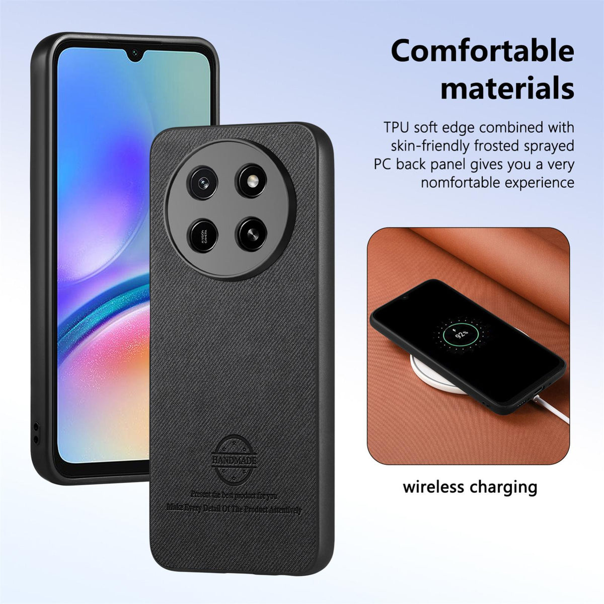 For Honor X80 Pro Max 5G Twill Fabric Leather Skin Back Phone Case - Black - SYA002811608G