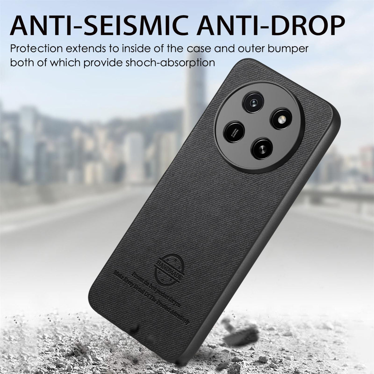 For Honor X80 Pro Max 5G Twill Fabric Leather Skin Back Phone Case - Black - SYA002811608G
