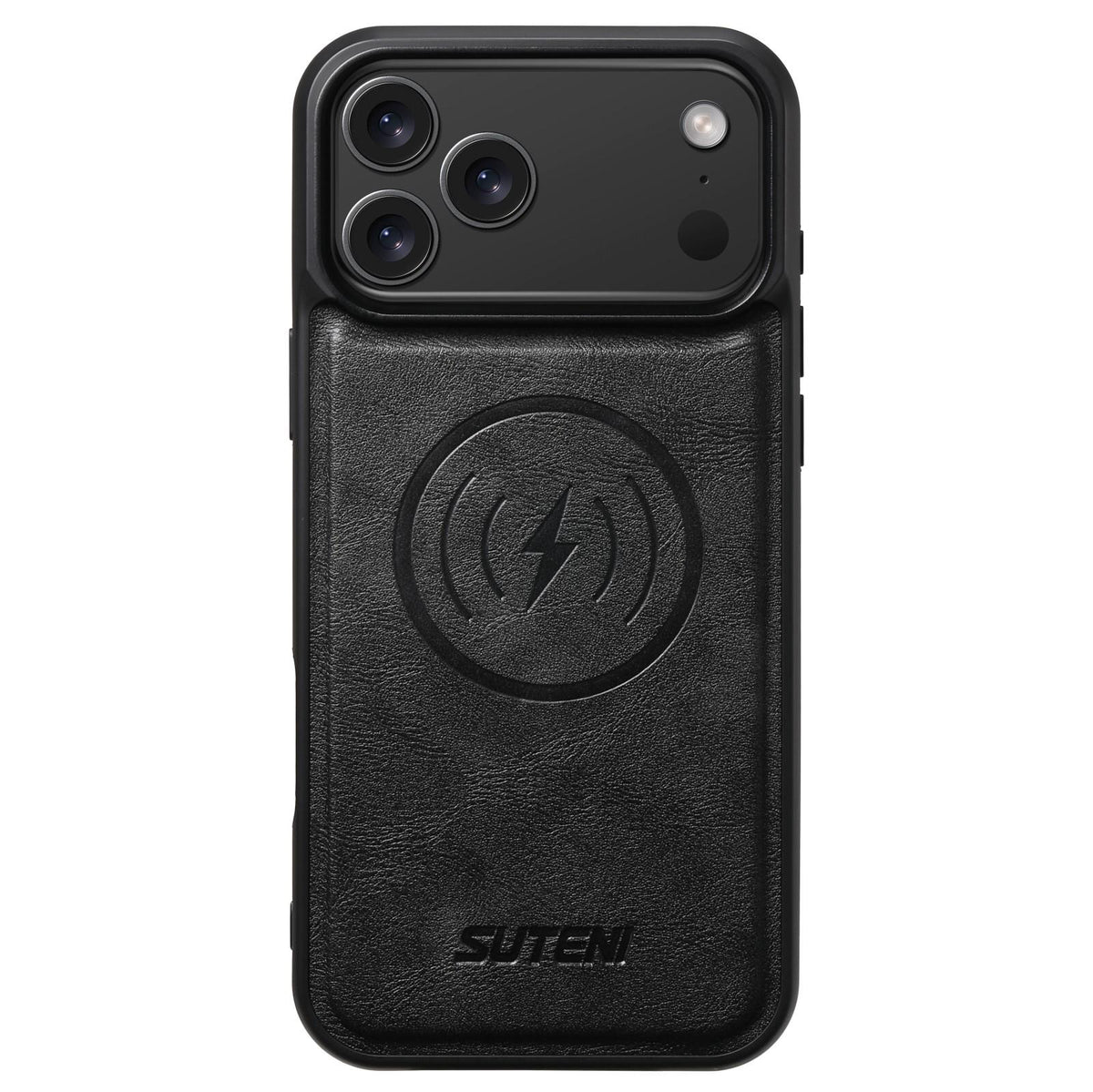 For iPhone 18 Pro Suteni G5 Cowhide Leather MagSafe Magnetic Phone Case - Black - SYA002821624A