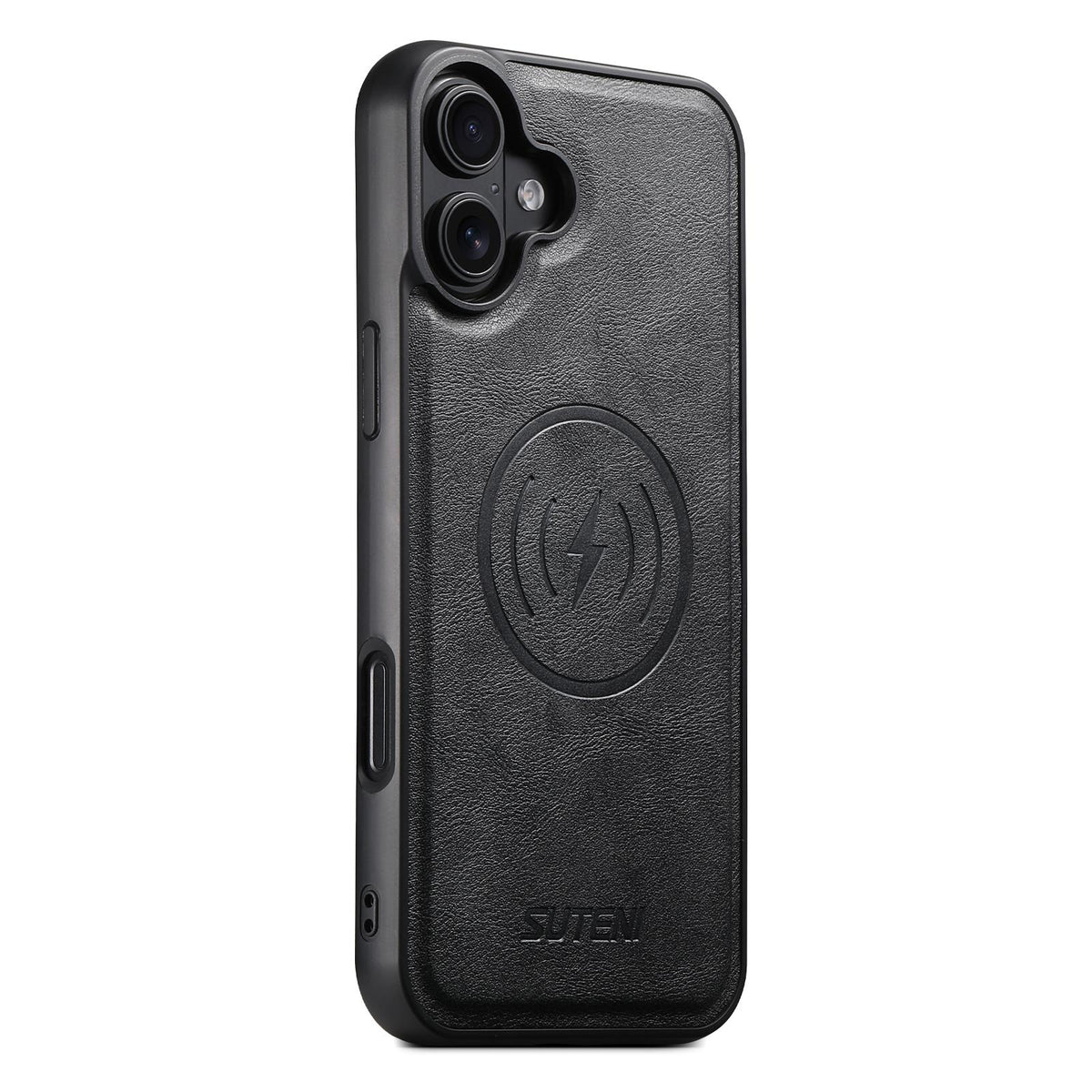 For iPhone 18 Suteni G5 Cowhide Leather MagSafe Magnetic Phone Case - Black - SYA002821625A