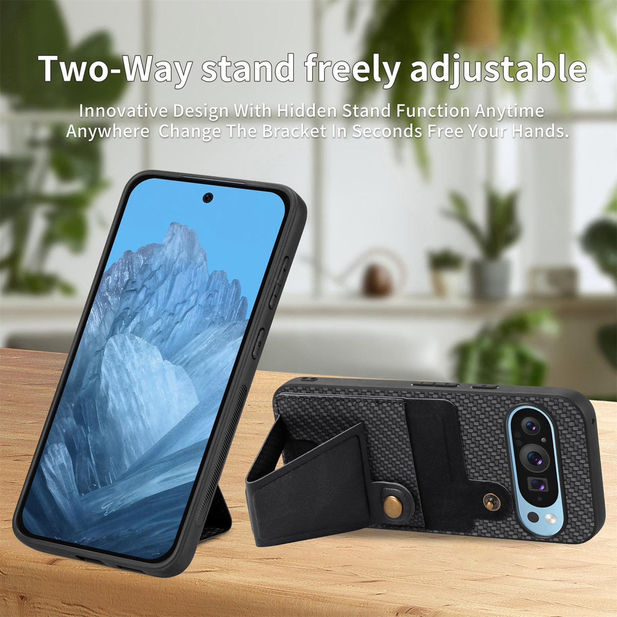 For Google Pixel 10 / 10 Pro Carbon Fiber Wallet Flip Card K-shaped Holder Phone Case - Black - SYA002829705A