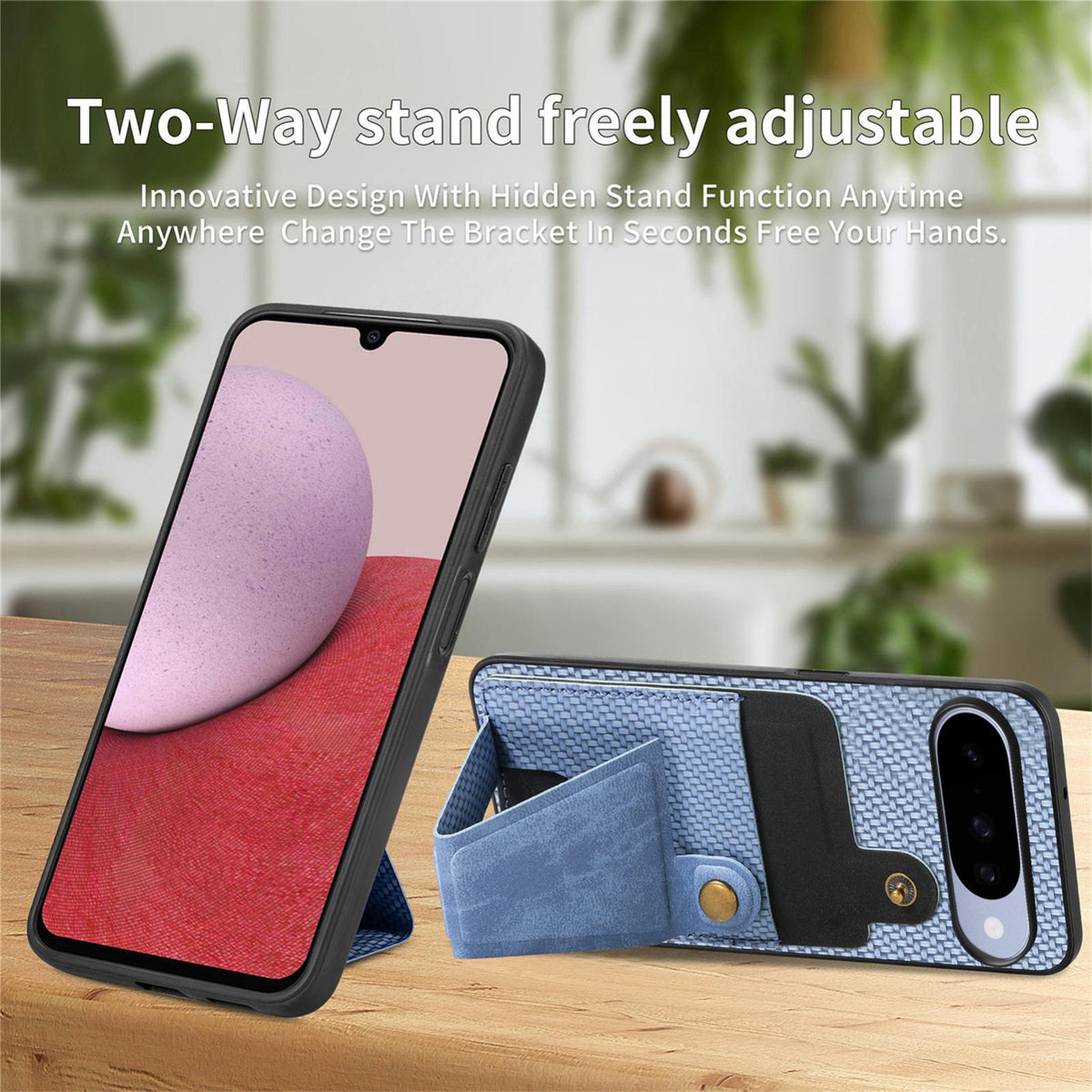 For Google Pixel 11 Carbon Fiber Wallet Flip Card K-shaped Holder Phone Case - Blue - SYA002829707B
