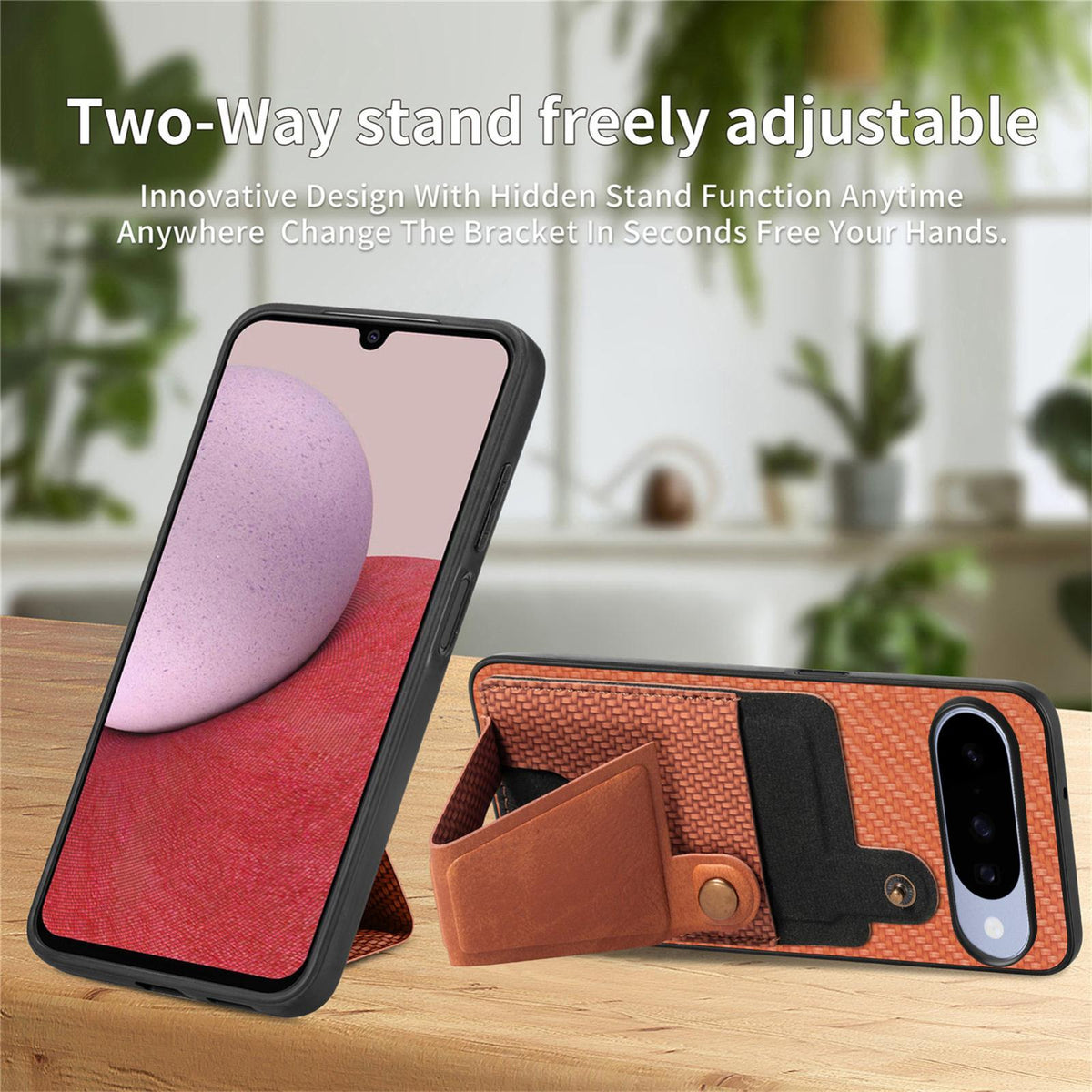 For Google Pixel 11 Carbon Fiber Wallet Flip Card K-shaped Holder Phone Case - Brown - SYA002829707C