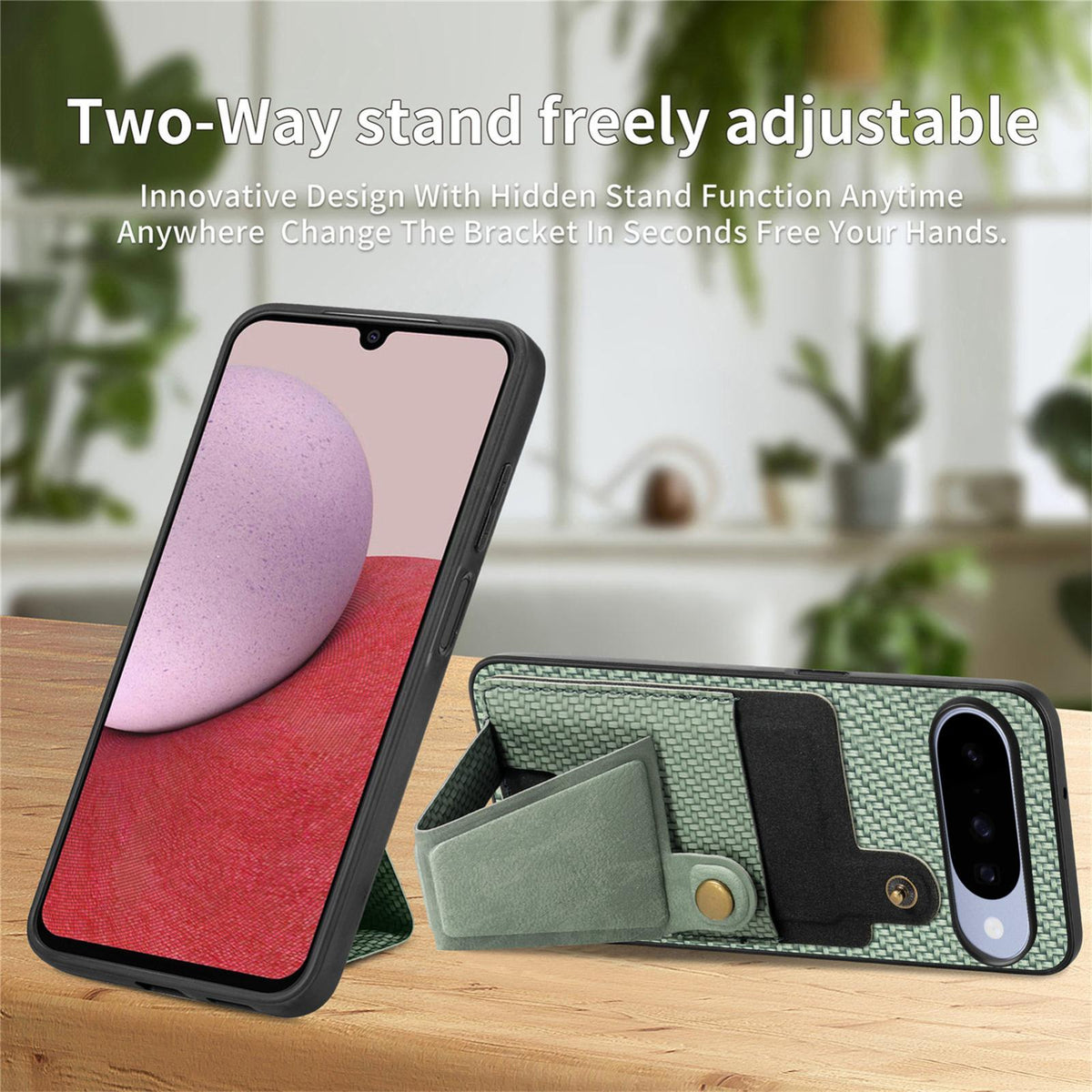 For Google Pixel 11 Carbon Fiber Wallet Flip Card K-shaped Holder Phone Case - Green - SYA002829707D