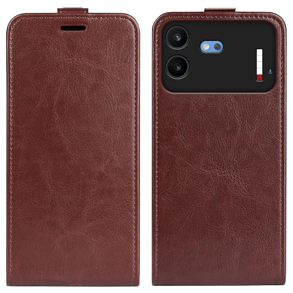 For Nothing Phone 4b R64 Texture Single Vertical Flip Leather Phone Case - Brown - SYA002844804D