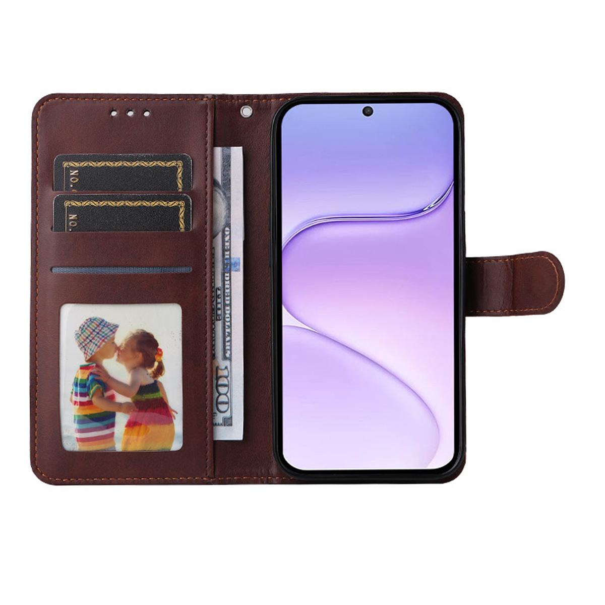 For Honor 600 Smart 5G ENKAY Card Wallet Calf Texture Leather Phone Case with Screen Film(Red)