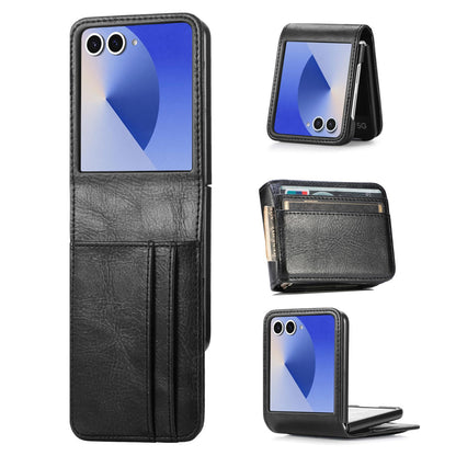For Galaxy Z Flip8 5G Vertical Flip Card Slot Leather Phone Case - Black - SYA002944202A