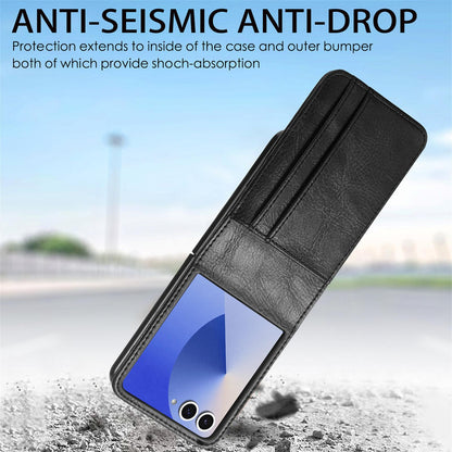 For Galaxy Z Flip8 5G Vertical Flip Card Slot Leather Phone Case - Black - SYA002944202A
