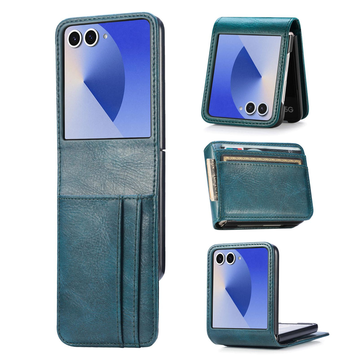 For Galaxy Z Flip8 5G Vertical Flip Card Slot Leather Phone Case - Green - SYA002944202B