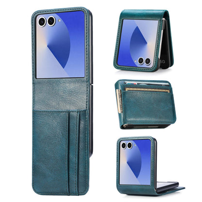 For Galaxy Z Flip8 5G Vertical Flip Card Slot Leather Phone Case - Green - SYA002944202B