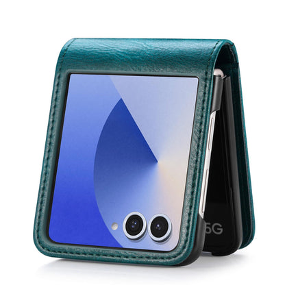 For Galaxy Z Flip8 5G Vertical Flip Card Slot Leather Phone Case - Green - SYA002944202B