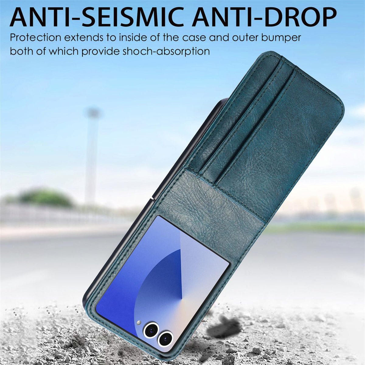 For Galaxy Z Flip8 5G Vertical Flip Card Slot Leather Phone Case - Green - SYA002944202B