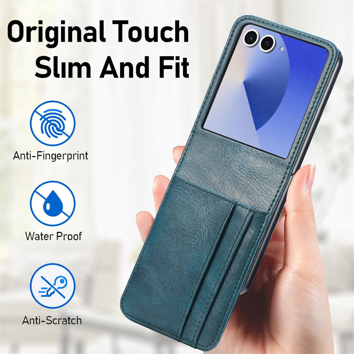 For Galaxy Z Flip8 5G Vertical Flip Card Slot Leather Phone Case - Green - SYA002944202B