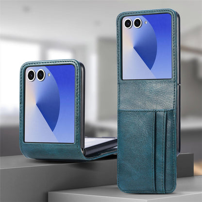 For Galaxy Z Flip8 5G Vertical Flip Card Slot Leather Phone Case - Green - SYA002944202B