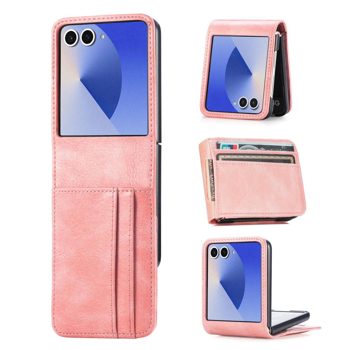 For Galaxy Z Flip8 5G Vertical Flip Card Slot Leather Phone Case - Pink - SYA002944202C