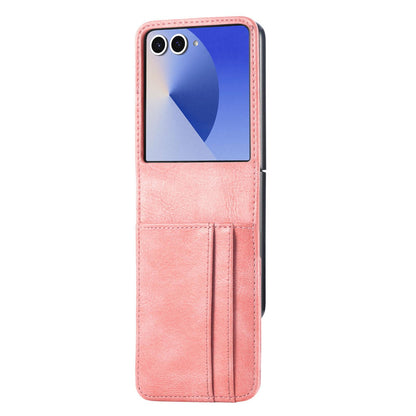 For Galaxy Z Flip8 5G Vertical Flip Card Slot Leather Phone Case - Pink - SYA002944202C