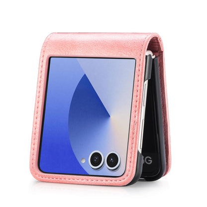 For Galaxy Z Flip8 5G Vertical Flip Card Slot Leather Phone Case - Pink - SYA002944202C