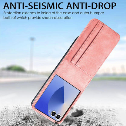 For Galaxy Z Flip8 5G Vertical Flip Card Slot Leather Phone Case - Pink - SYA002944202C