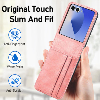 For Galaxy Z Flip8 5G Vertical Flip Card Slot Leather Phone Case - Pink - SYA002944202C