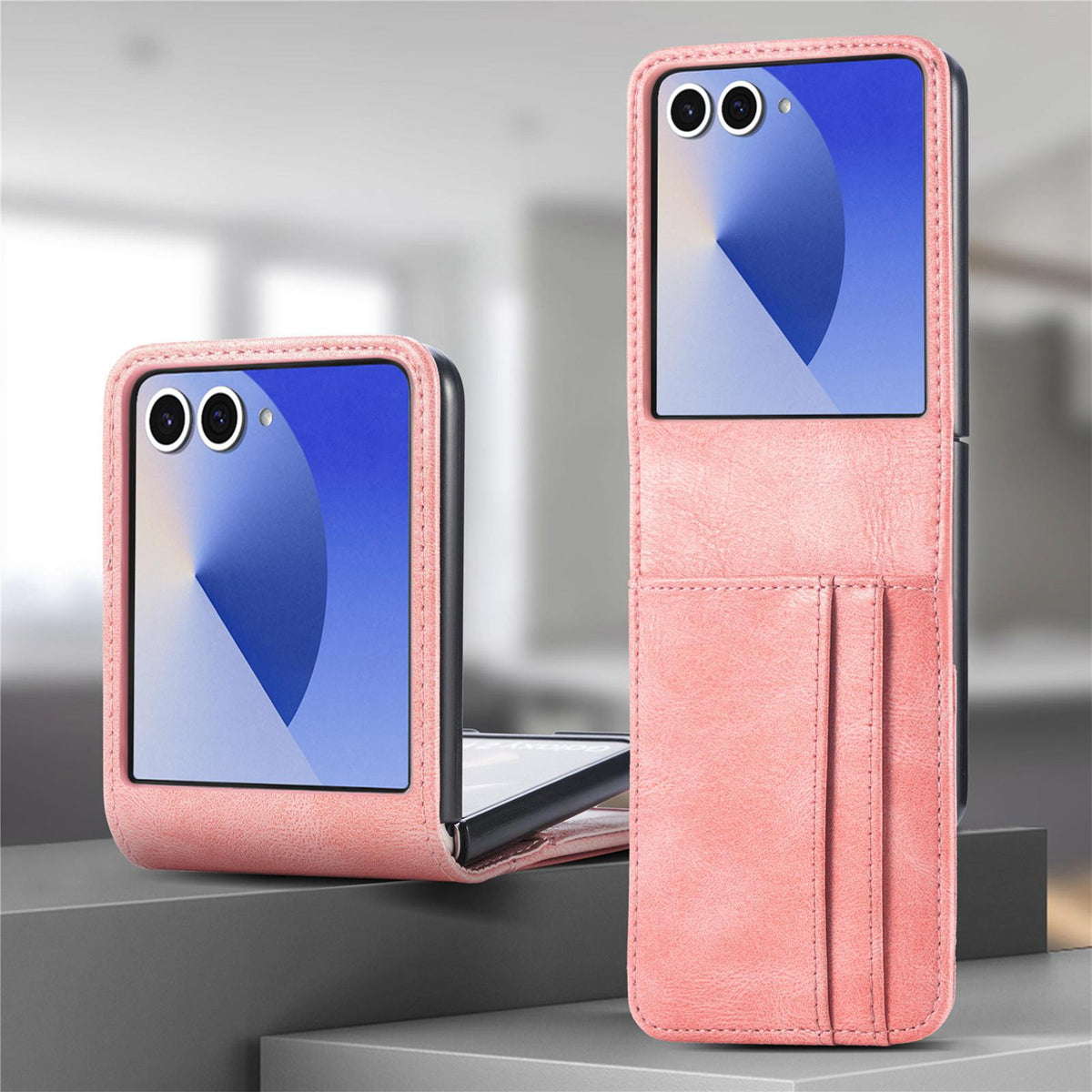 For Galaxy Z Flip8 5G Vertical Flip Card Slot Leather Phone Case - Pink - SYA002944202C