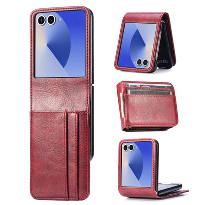 For Galaxy Z Flip8 5G Vertical Flip Card Slot Leather Phone Case - Red - SYA002944202D