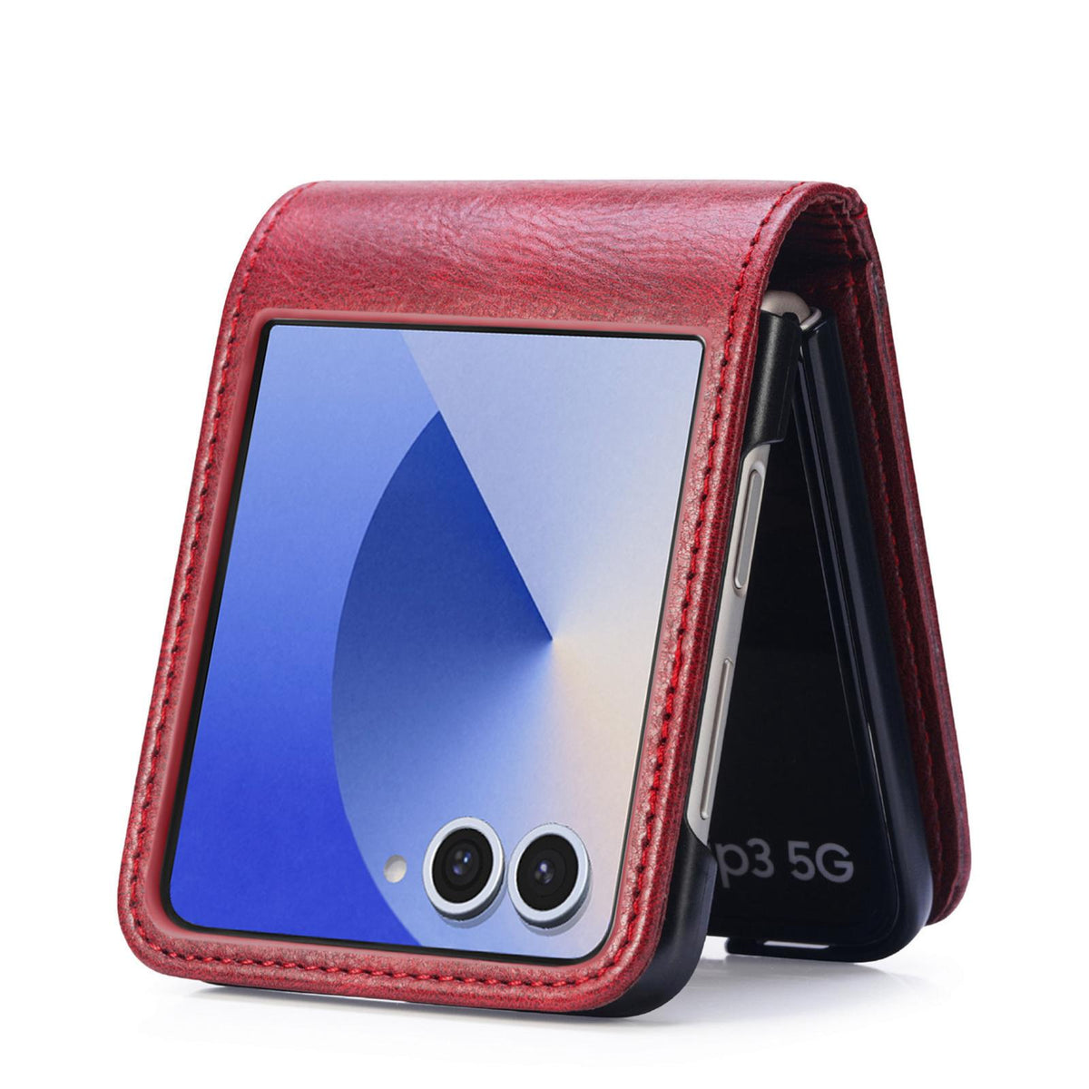 For Galaxy Z Flip8 5G Vertical Flip Card Slot Leather Phone Case - Red - SYA002944202D