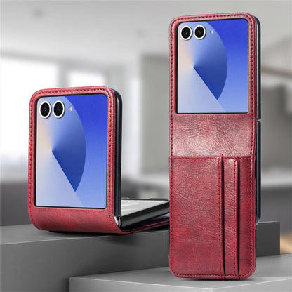 For Galaxy Z Flip8 5G Vertical Flip Card Slot Leather Phone Case - Red - SYA002944202D