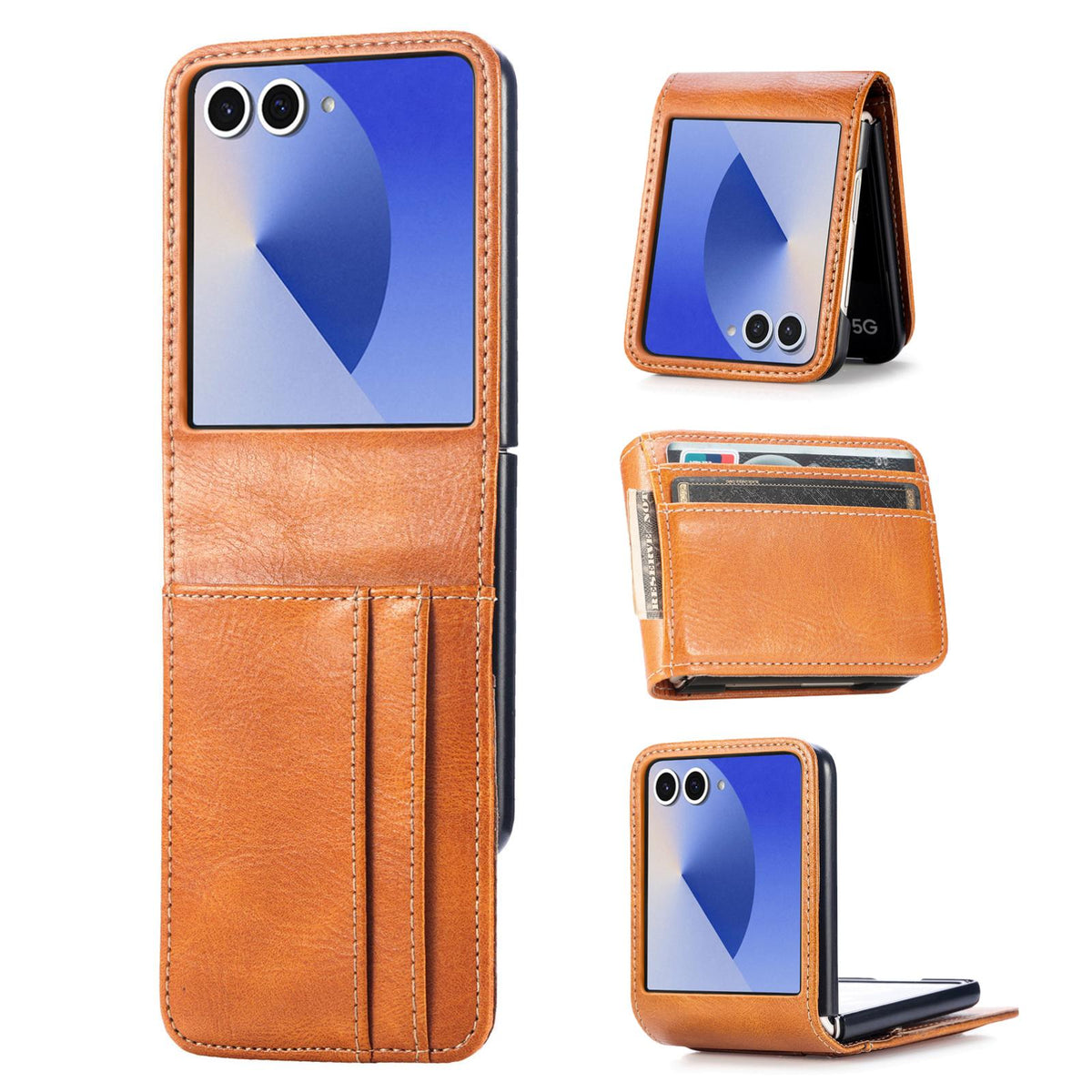 For Galaxy Z Flip8 5G Vertical Flip Card Slot Leather Phone Case - Brown - SYA002944202E