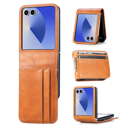 For Galaxy Z Flip8 5G Vertical Flip Card Slot Leather Phone Case - Brown - SYA002944202E