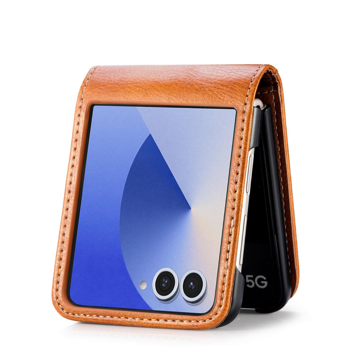 For Galaxy Z Flip8 5G Vertical Flip Card Slot Leather Phone Case - Brown - SYA002944202E
