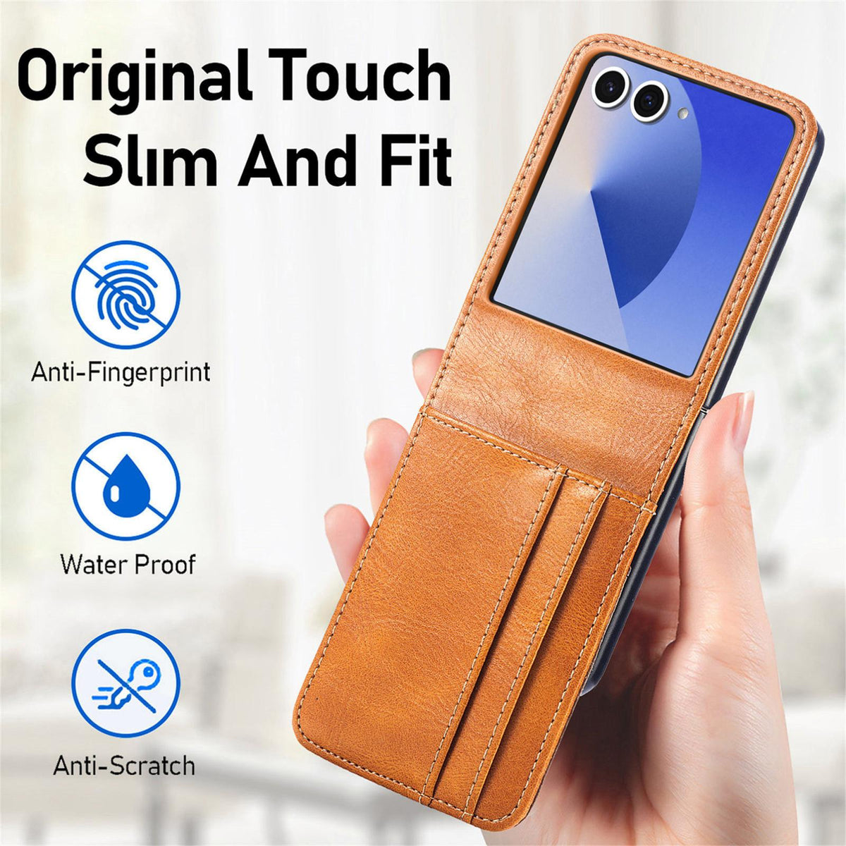 For Galaxy Z Flip8 5G Vertical Flip Card Slot Leather Phone Case - Brown - SYA002944202E