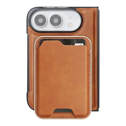 For iPhone Duo Kalebol Slim MagSafe Ring Magnetic Card Bag Leather Phone Case - Brown - SYA002963105B