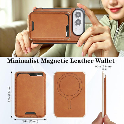 For iPhone Duo Kalebol Slim MagSafe Ring Magnetic Card Bag Leather Phone Case - Brown - SYA002963105B