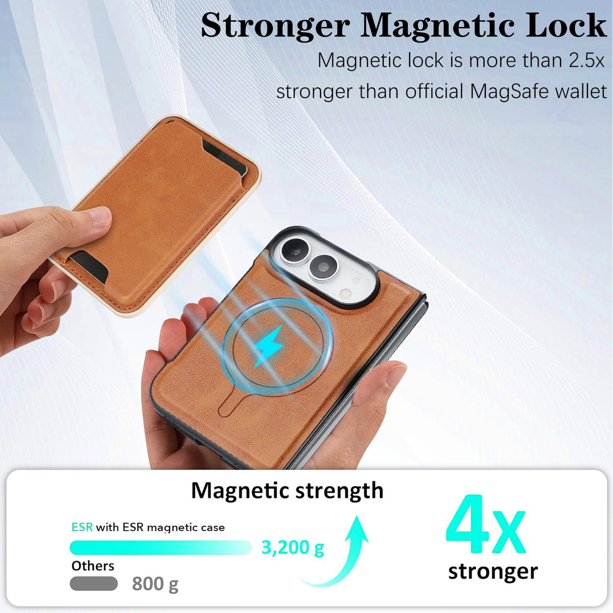 For iPhone Duo Kalebol Slim MagSafe Ring Magnetic Card Bag Leather Phone Case - Brown - SYA002963105B