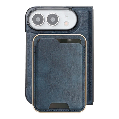 For iPhone Duo Kalebol Slim MagSafe Ring Magnetic Card Bag Leather Phone Case - Blue - SYA002963105D