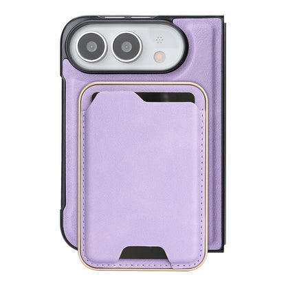 For iPhone Duo Kalebol Slim MagSafe Ring Magnetic Card Bag Leather Phone Case - Purple - SYA002963105F