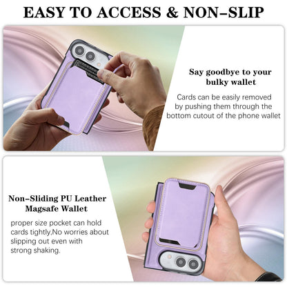 For iPhone Duo Kalebol Slim MagSafe Ring Magnetic Card Bag Leather Phone Case - Purple - SYA002963105F