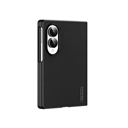 For Galaxy Z Fold8 5G Tree Bark Leather Shockproof Phone Case - Black - SYA002975704B