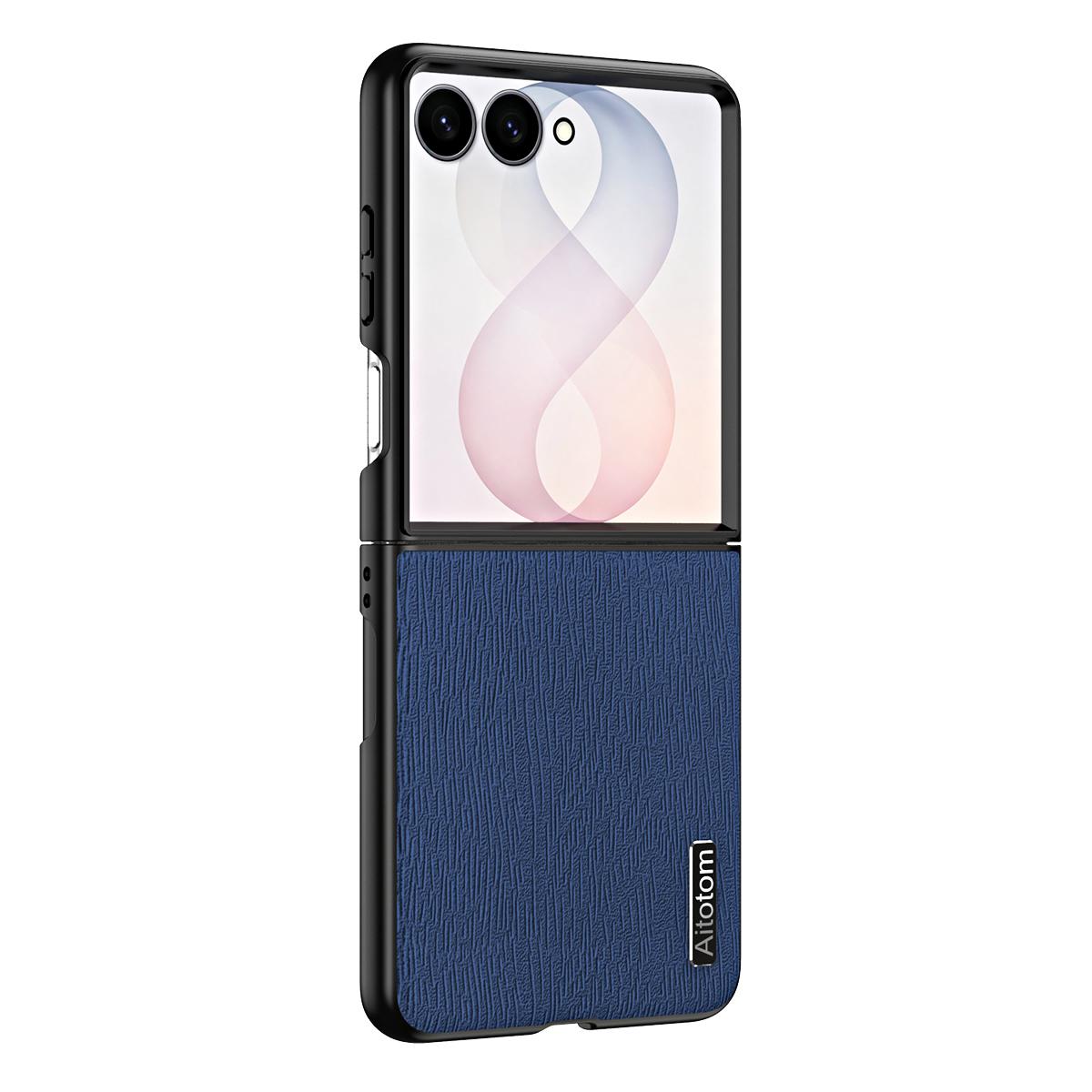 For Galaxy Z Flip8 5G Tree Bark Leather Shockproof Phone Case - Blue - SYA002975705C