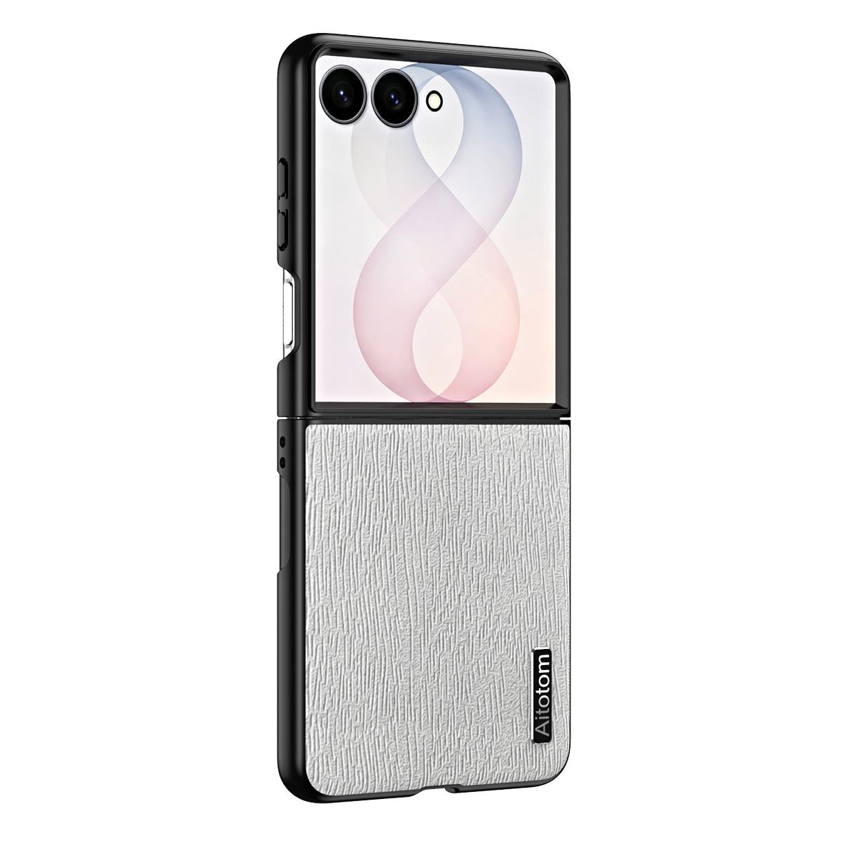 For Galaxy Z Flip8 5G Tree Bark Leather Shockproof Phone Case - White - SYA002975705D