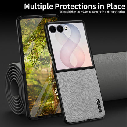 For Galaxy Z Flip8 5G Tree Bark Leather Shockproof Phone Case - White - SYA002975705D