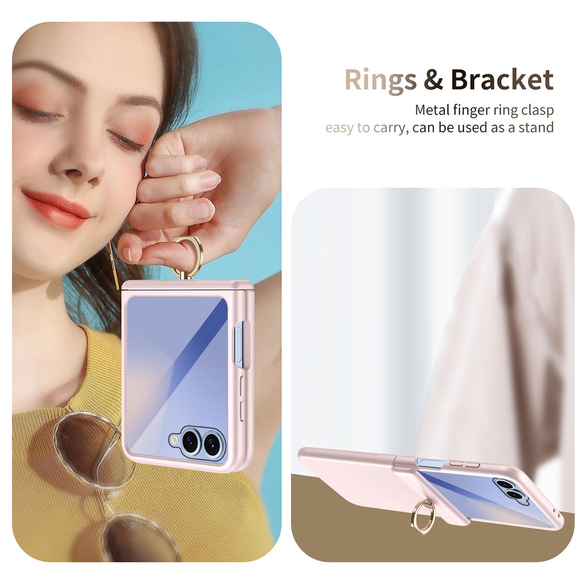 For Galaxy Z Flip8 5G Starry  Case-film Integrated Shockproof Phone Case - Pink - SYA002987702B