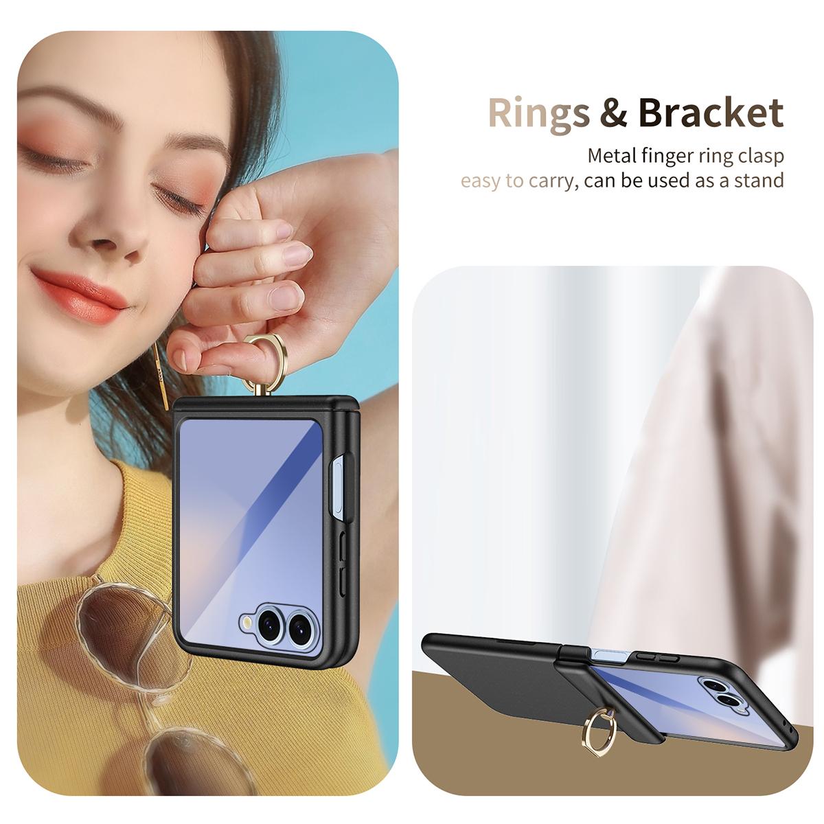 For Galaxy Z Flip8 5G Starry  Case-film Integrated Shockproof Phone Case - Black - SYA002987702E
