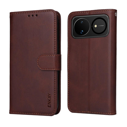For Huawei nova 16 ENKAY Card Wallet Calf Texture Leather Phone Case with Screen Film(Red)