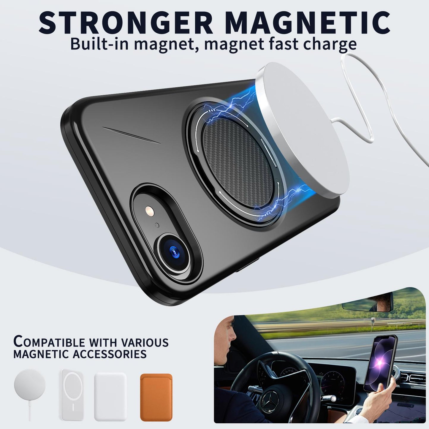 For iPhone 17e / 16e Kalebol Magnetic MagSafe Rotation Holder PC Phone Case(Black)