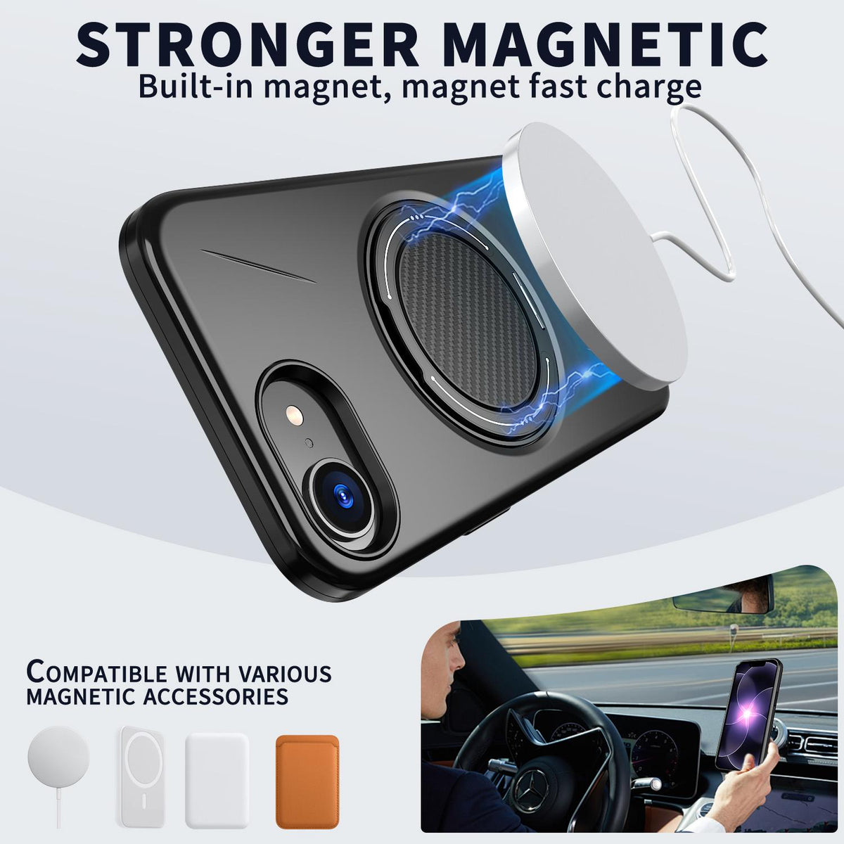 For iPhone 17e / 16e Kalebol Magnetic MagSafe Rotation Holder PC Phone Case - Black - SYA003021020A