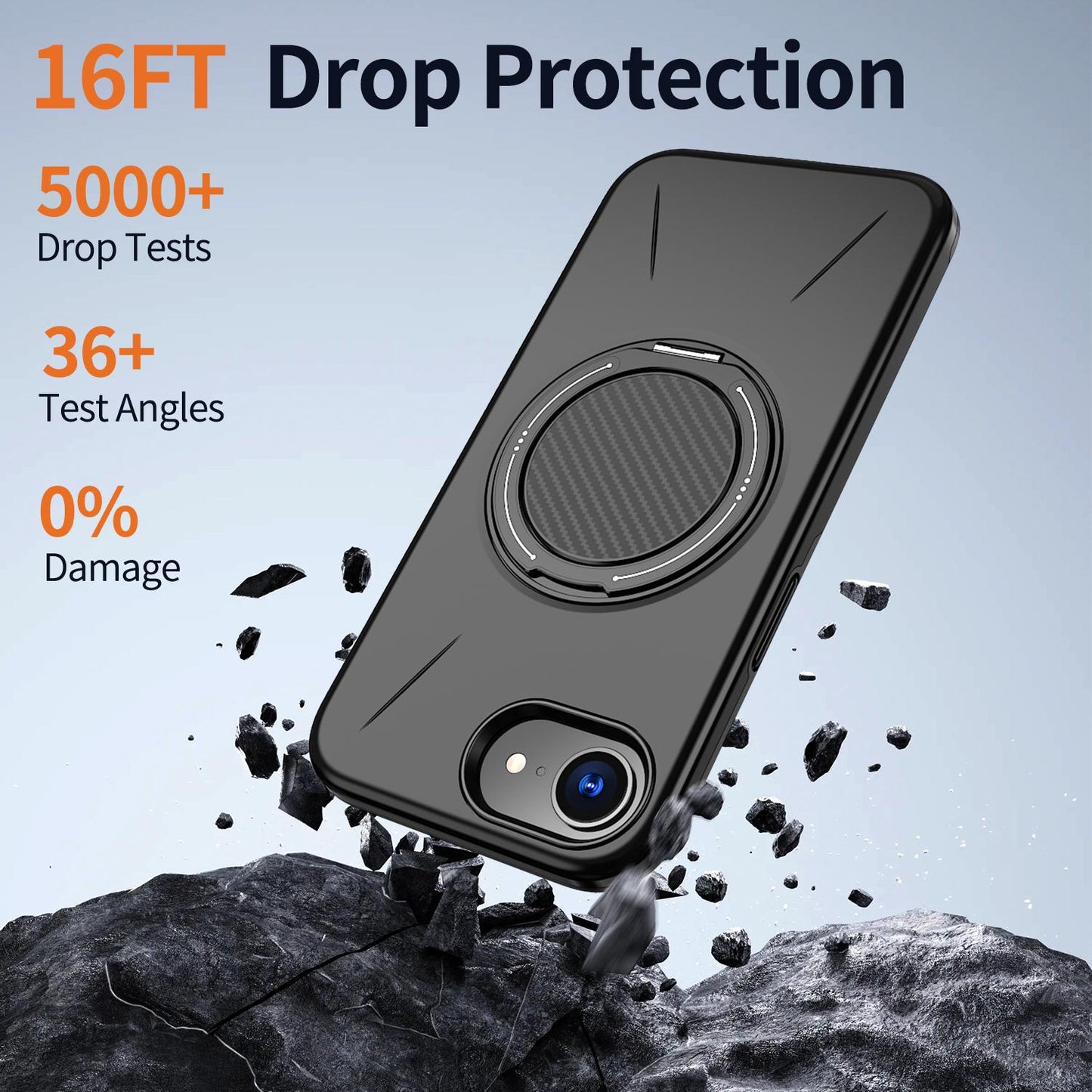 For iPhone 17e / 16e Kalebol Magnetic MagSafe Rotation Holder PC Phone Case(Black)