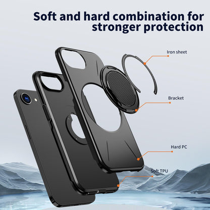 For iPhone 17e / 16e Kalebol Magnetic MagSafe Rotation Holder PC Phone Case(Black)