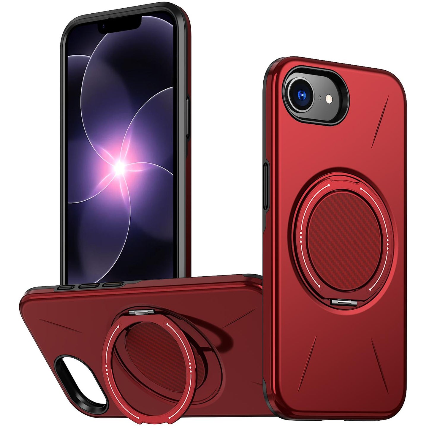 For iPhone 17e / 16e Kalebol Magnetic MagSafe Rotation Holder PC Phone Case(Red)